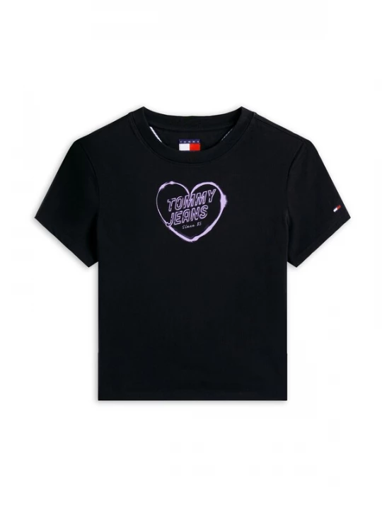 Foto van product Tommy Jeans Shirt 'HEART' lavendel / zwart