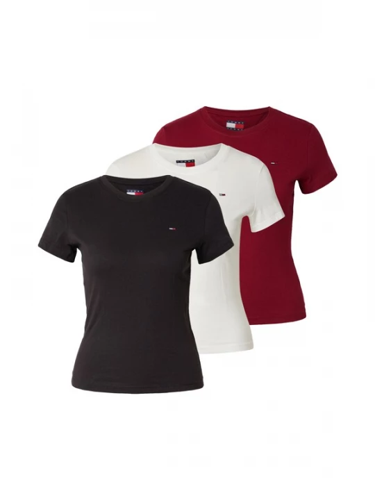 Foto van product Tommy Jeans Shirt karmijnrood / zwart / wit