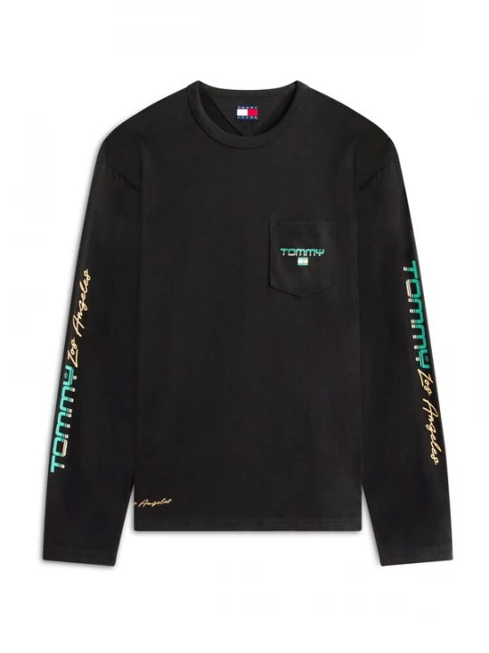 Foto van product Tommy Jeans Shirt 'LA' groen / abrikoos / zwart / wit