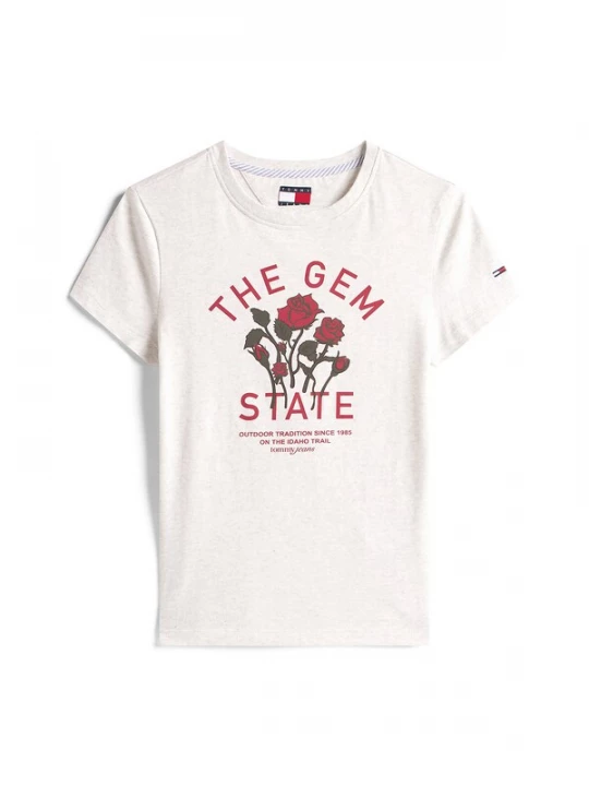 Foto van product Tommy Jeans Shirt lichtgrijs / olijfgroen / rood