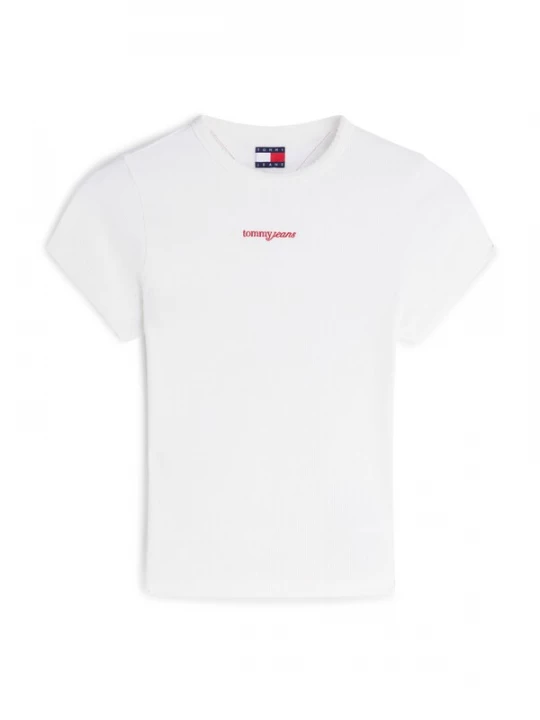 Foto van product Tommy Jeans Shirt 'Logo Slim' rood / wit