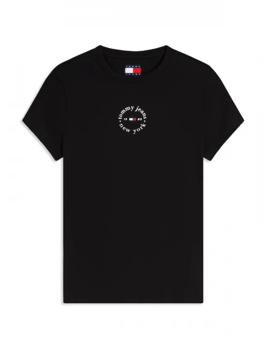 Foto van product Tommy Jeans Shirt 'Logo Slim' zwart / wit