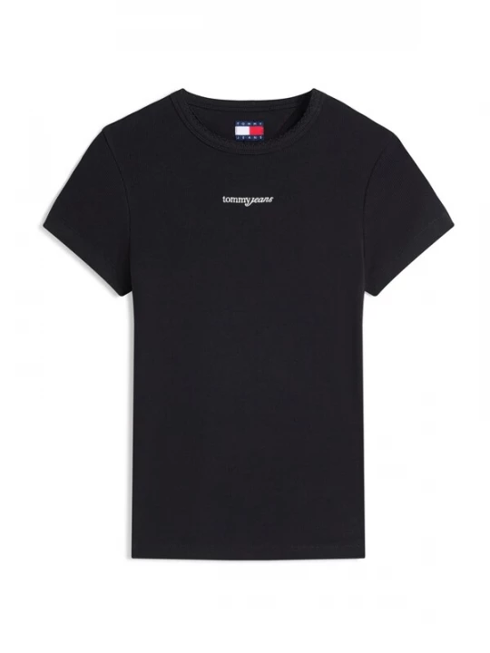Foto van product Tommy Jeans Shirt 'Logo Slim' zwart / wit