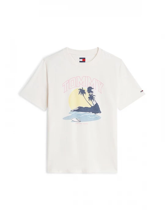 Foto van product Tommy Jeans Shirt 'Novelty' donkerblauw / geel / lichtroze / wit