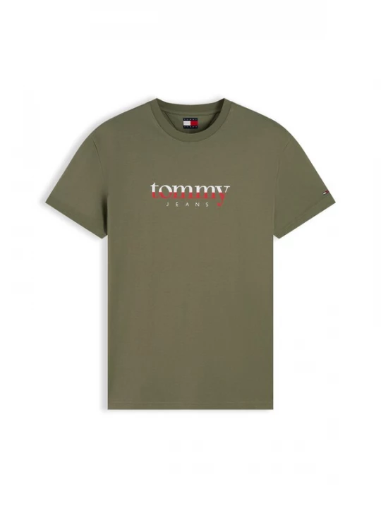 Foto van product Tommy Jeans Shirt olijfgroen / vuurrood / wit
