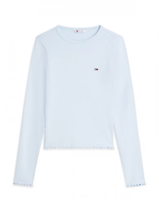 Foto van product Tommy Jeans Shirt 'Ruffle Slim Long Sleeve' hemelsblauw