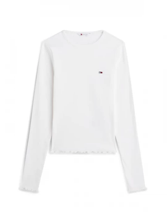 Foto van product Tommy Jeans Shirt 'Ruffle Slim Long Sleeve' wit