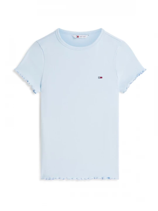 Foto van product Tommy Jeans Shirt 'Ruffle Trim Slim' lichtblauw