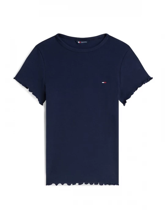 Foto van product Tommy Jeans Shirt 'Ruffle Trim Slim' nachtblauw