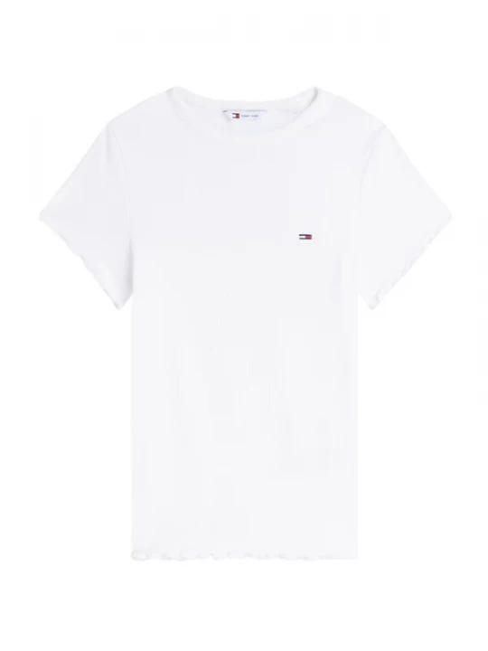 Foto van product Tommy Jeans Shirt 'Ruffle Trim Slim' wit