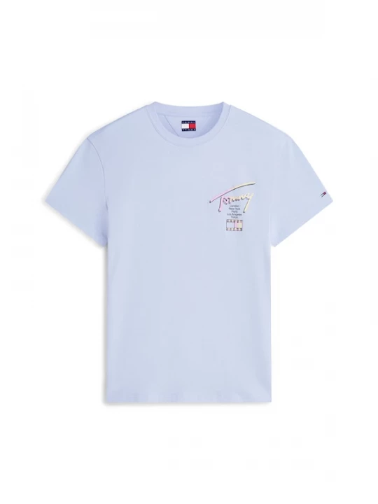 Foto van product Tommy Jeans Shirt 'Signature Logo' chamois / lichtblauw / pruim / zwart