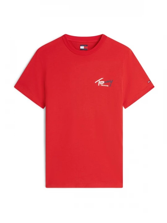 Foto van product Tommy Jeans Shirt 'Signature Logo Slim' navy / bloedrood / wit