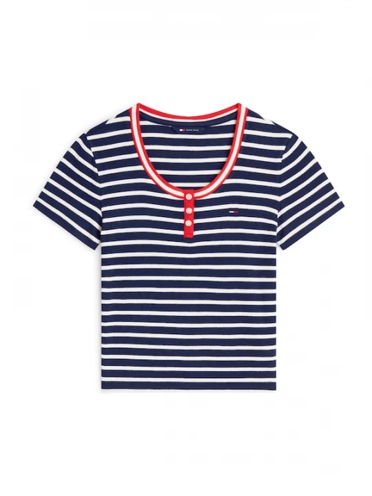Foto van product Tommy Jeans Shirt 'Slim' navy / wit