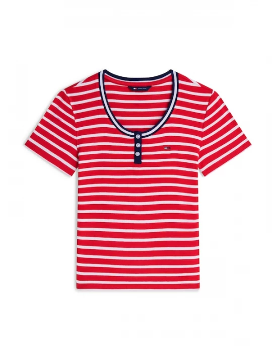 Foto van product Tommy Jeans Shirt 'Slim' rood / wit