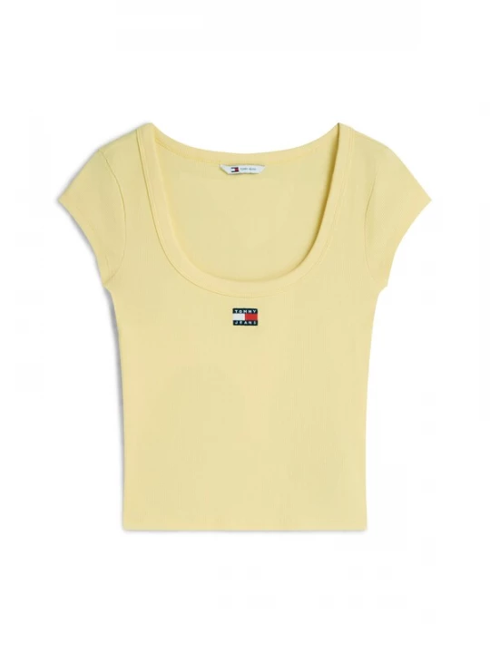 Foto van product Tommy Jeans Shirt 'Tommy Badge Slim' pasteelgeel