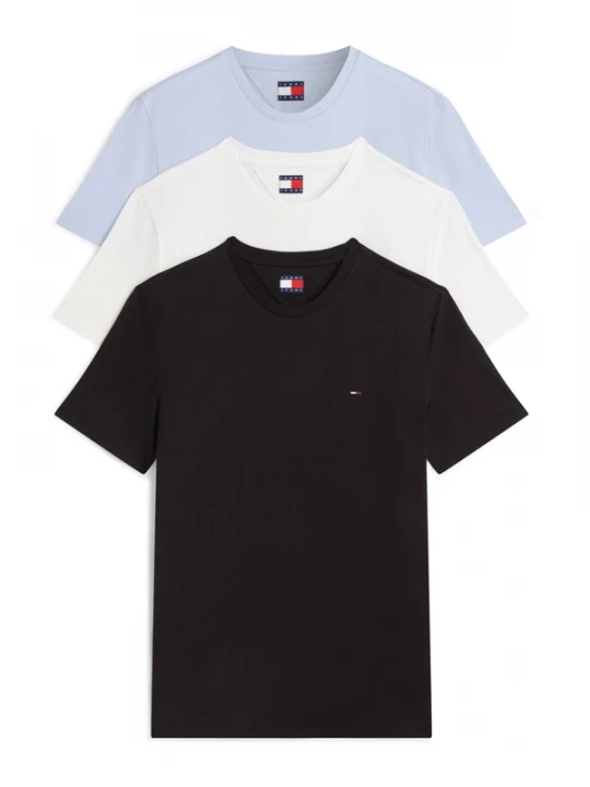 Foto van product Tommy Jeans Shirt 'Tommy Flag Extra Slim T' ecru / duifblauw / zwart