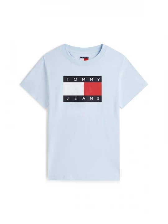 Foto van product Tommy Jeans Shirt 'Tommy Flag' pastelblauw / rood / zwart / wit