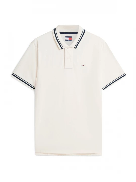 Foto van product Tommy Jeans Shirt 'Tommy Flag Regular Fit Tipped' crème