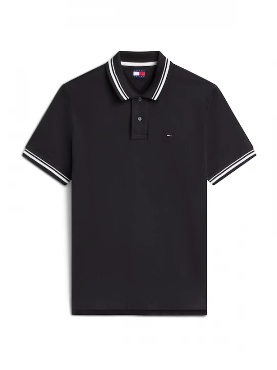 Foto van product Tommy Jeans Shirt 'Tommy Flag Regular Fit Tipped' zwart / wit