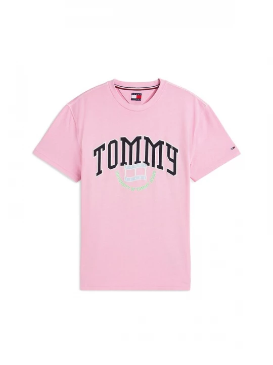 Foto van product Tommy Jeans Shirt 'Varsity' lichtgrijs / rosa / zwart