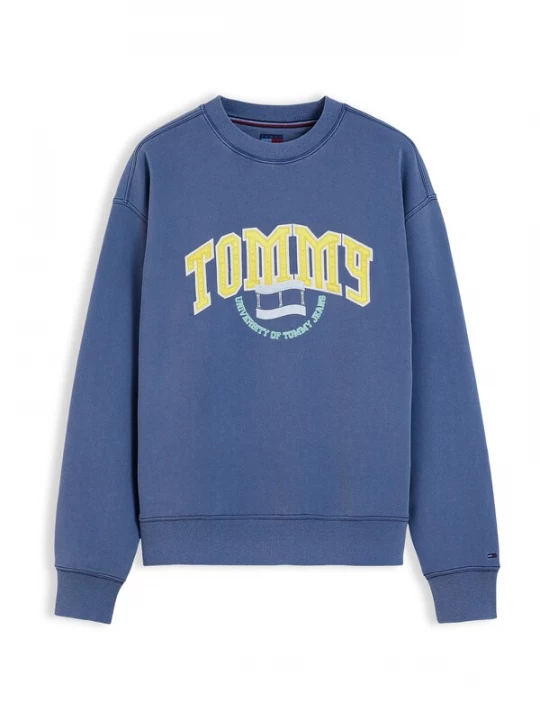 Foto van product Tommy Jeans Sweatshirt 'Varsity Crest' saffier / geel / wit