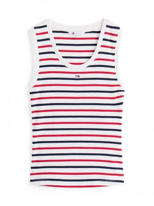 Foto van product Tommy Jeans Top 'Essential' nachtblauw / donkerrood / wit