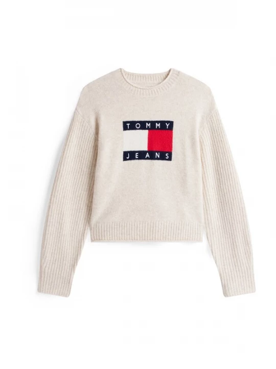 Foto van product Tommy Jeans Trui beige gemêleerd / marine / rood / wit