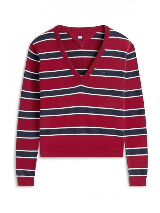 Foto van product Tommy Jeans Trui 'Essential' navy / donkerrood / natuurwit