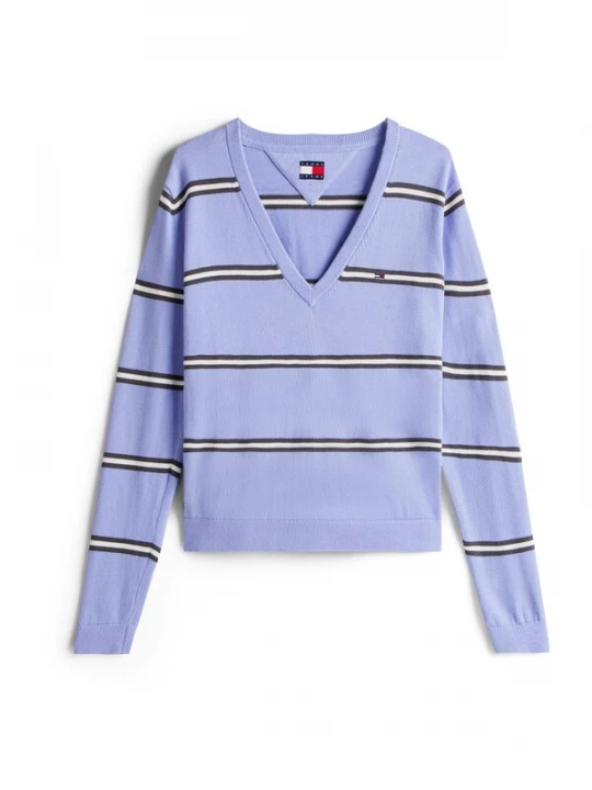 Foto van product Tommy Jeans Trui 'ESSENTIAL' violetblauw / zwart / wit