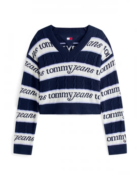 Foto van product Tommy Jeans Trui navy / lichtblauw / wit