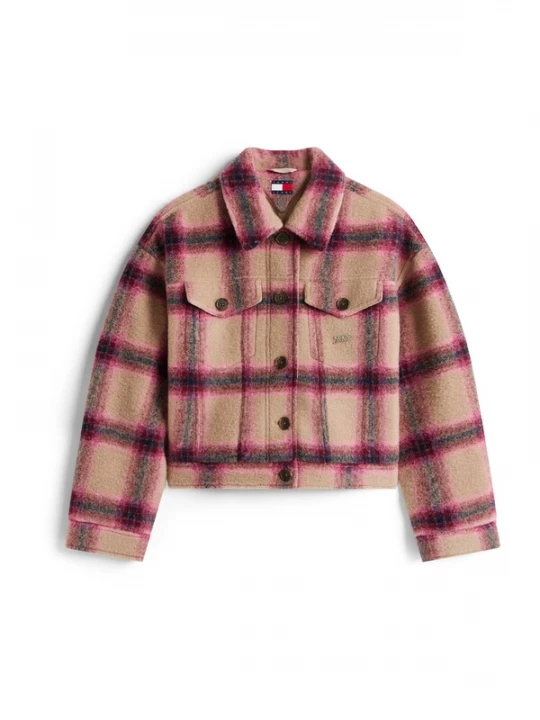 Foto van product Tommy Jeans Tussenjas beige / antraciet / orchidee / bordeaux