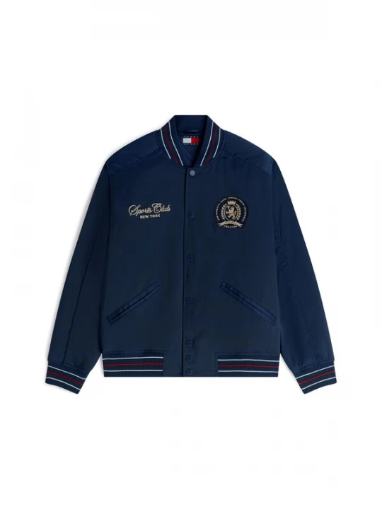 Foto van product Tommy Jeans Tussenjas 'Crest Patch Relaxed Bomber' navy / mokka / kersrood / wit