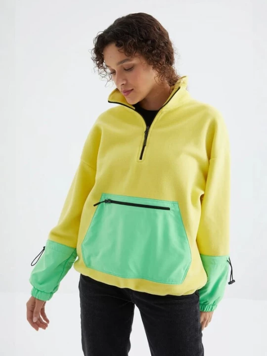 Foto van product Tommy Life Fleece jas citroengeel / mintgroen