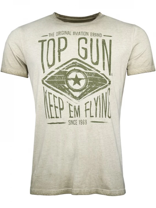 Foto van product TOP GUN Shirt 'Growl' beige gemêleerd / olijfgroen