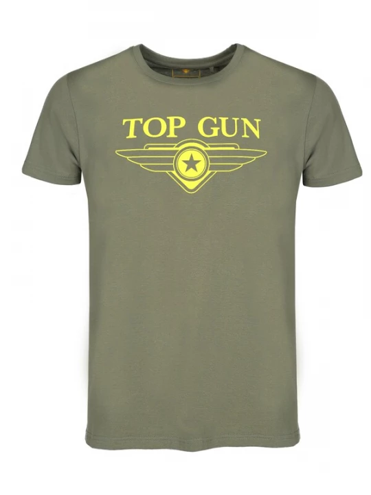 Foto van product TOP GUN Shirt 'TG2024002' geel / olijfgroen