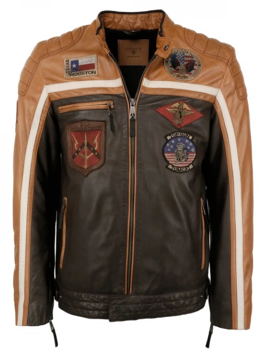 Foto van product TOP GUN Tussenjas cognac / donkerbruin / gemengde kleuren / offwhite