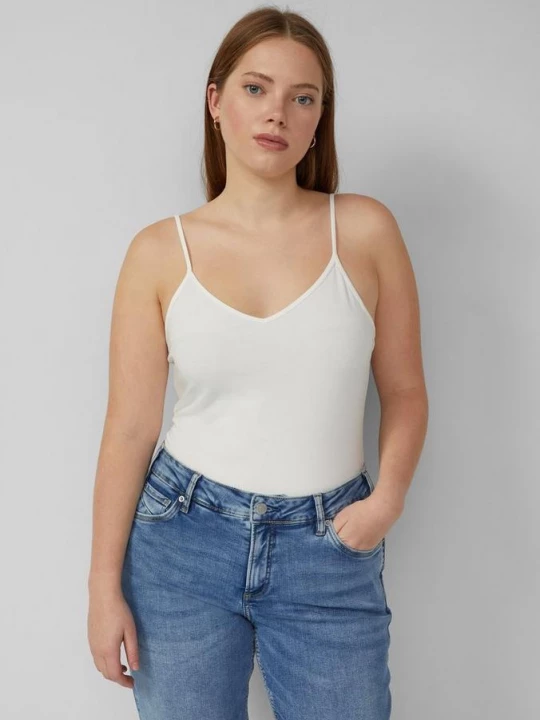 Foto van product Top met elastische spaghettibandjes QS crème