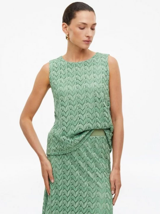 Foto van product Top met glittergaren en ajourpatroon s.Oliver groen
