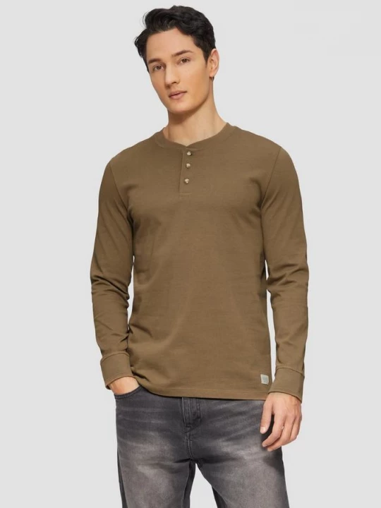 Foto van product Top met lange mouwen, Henley-hals en -manchetten s.Oliver bruin