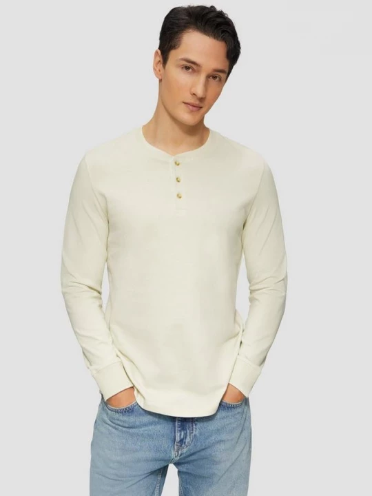 Foto van product Top met lange mouwen, Henley-hals en -manchetten s.Oliver crème
