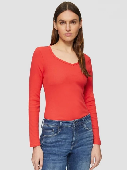 Foto van product Top van fijne jersey met lange mouwen en geribde textuur s.Oliver rood