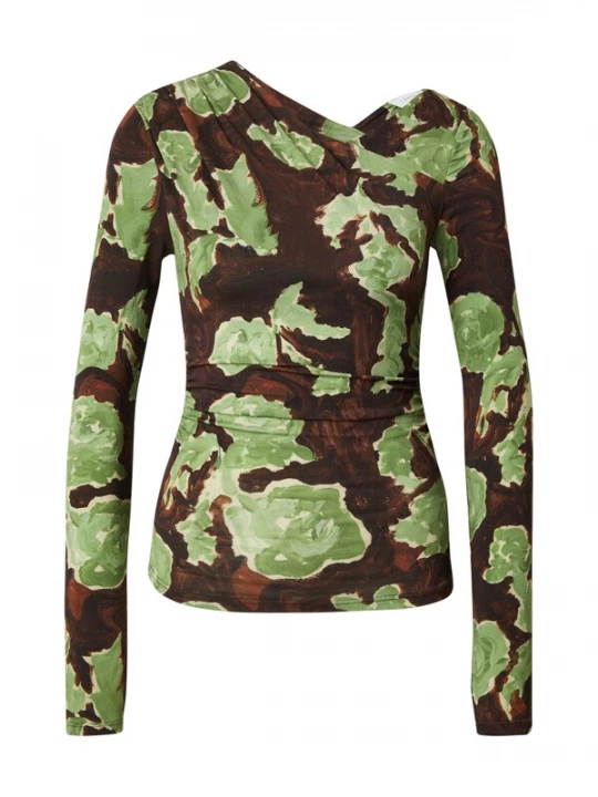 Foto van product TOPSHOP Shirt 'AUDREY' bruin / chocoladebruin / kiwi / pastelgroen
