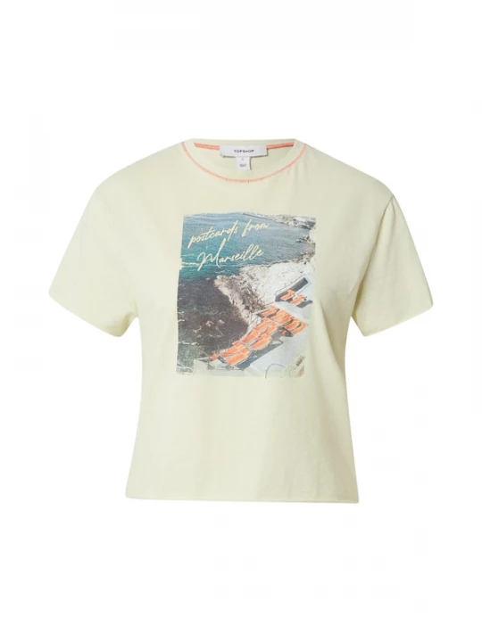 Foto van product TOPSHOP Shirt 'CHRISTINA' cyaan blauw / pastelgroen / donkeroranje