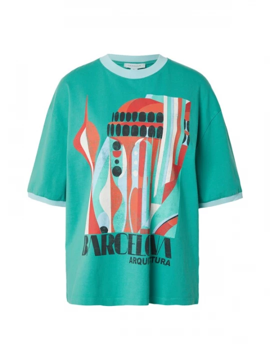 Foto van product TOPSHOP Shirt lichtblauw / groen / rood / wit