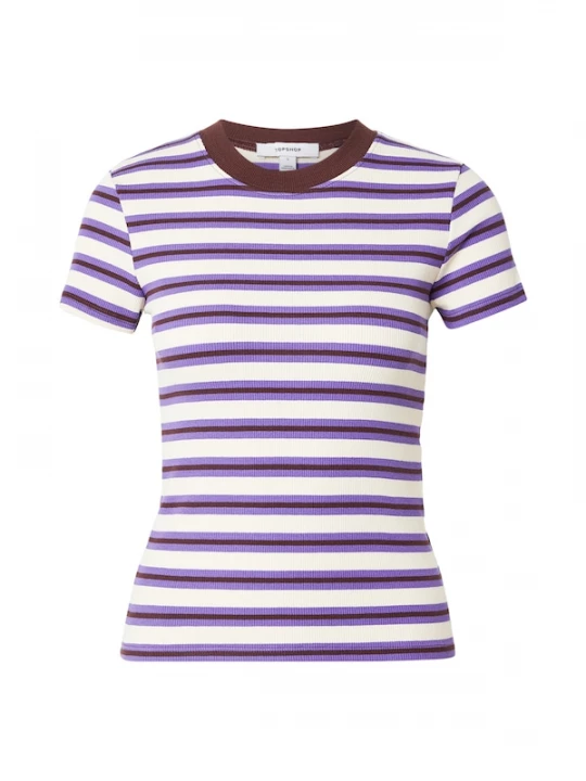 Foto van product TOPSHOP Shirt 'SALLY' chocoladebruin / violetblauw / wit