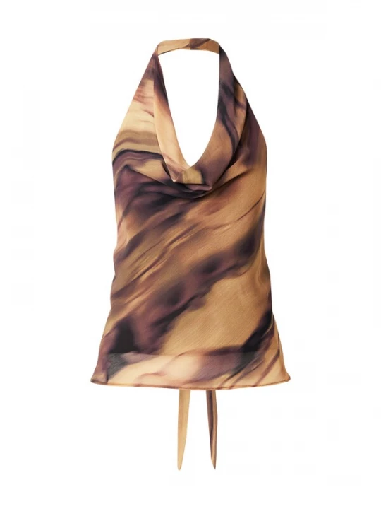Foto van product TOPSHOP Top beige / chocoladebruin