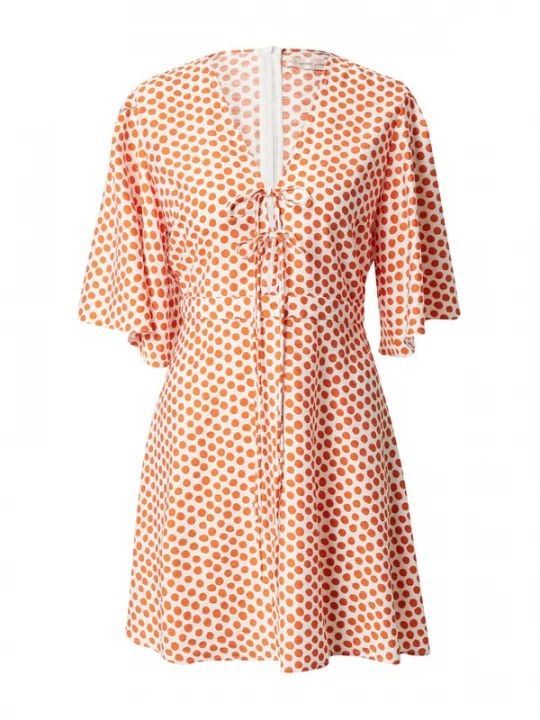 Foto van product Traffic People Jurk 'Little Lies' oranje / wit