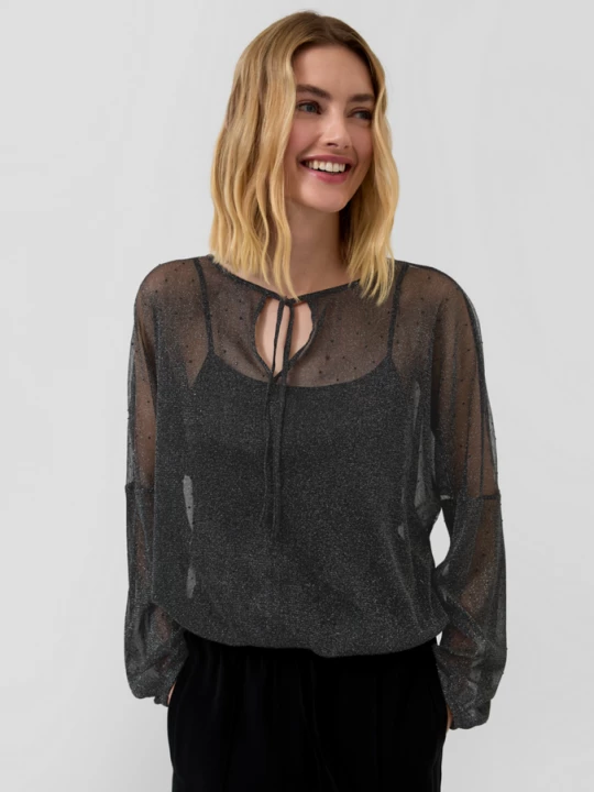 Foto van product Transparante blouse met glittergaren en edelstenen s.Oliver zwart