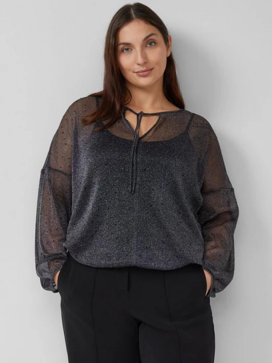 Foto van product Transparante blouse met glittergaren en edelstenen s.Oliver zwart