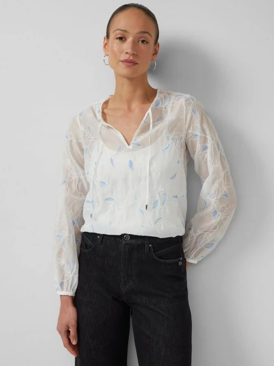 Foto van product Transparante blouse met tricot en tuniekhalslijn s.Oliver crème